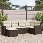 vidaXL Salon de jardin avec coussins 6 Pièces marron résine tressée