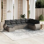 vidaXL Salon de jardin 8 Pièces avec coussins gris résine tressée