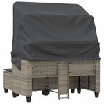 vidaXL Canapé de jardin 2 places avec auvent et tabourets gris rotin