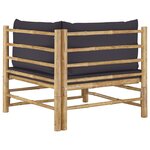 vidaXL Canapé d'angle de jardin avec coussins gris foncé Bambou