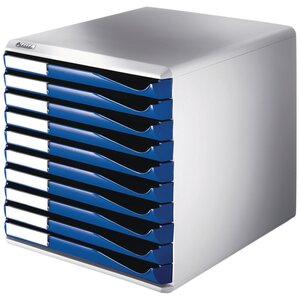 bloc de classement à tiroirs 10 tiroirs bleu