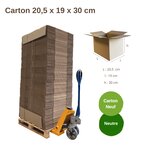 Palette de 800 cartons 20.5 x 19 x 30 simple cannelure (x 800)