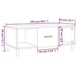 vidaXL Table basse chêne fumé 102x50x40 cm bois d'ingénierie