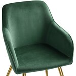 Lot de 4 chaises pieds doré siège de salon cuisine salle à manger design élégant velours vert 08_0000111