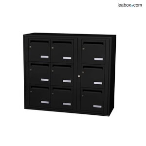 Bloc collectif Leabox 3x3 grade 3 simple face intérieur mural noir 9005 finition brillante