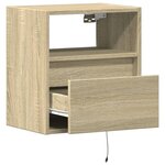 vidaXL Table de chevet murale avec lumières LED chêne sonoma