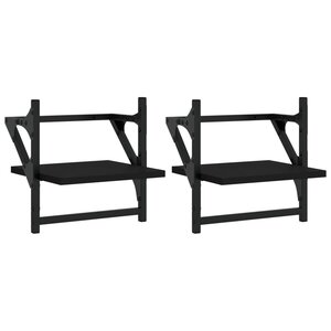 vidaXL Étagères murales avec barres 2 Pièces noir 30x25x30 cm
