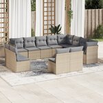 vidaXL Salon de jardin avec coussins 12 Pièces beige résine tressée