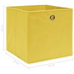 vidaXL Boîtes de rangement 4 Pièces Jaune 32x32x32 cm Tissu