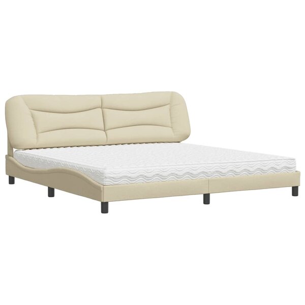 vidaXL Lit avec matelas crème 200x200 cm tissu