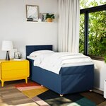 vidaXL Sommier à lattes de lit avec matelas Bleu 90x200 cm Tissu