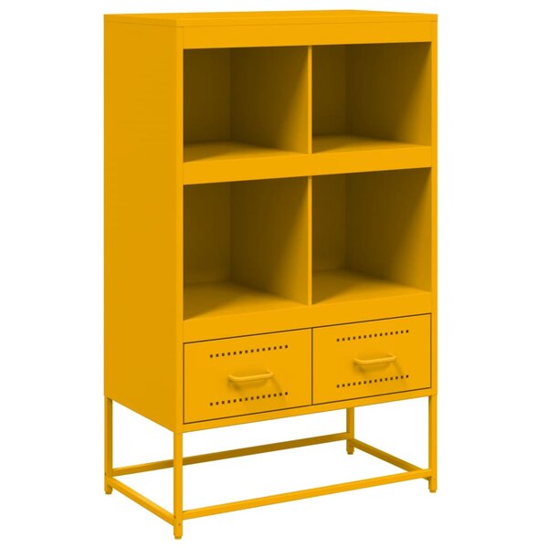 vidaXL Buffet haut jaune moutarde 68 5x39x111 5cm acier laminé à froid