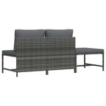 vidaXL Salon de jardin 3 Pièces avec coussins Gris Résine tressée