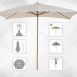 Parasol droit rectangulaire bois polyester haute densité 2 95L x 2l x 2 55H m crème