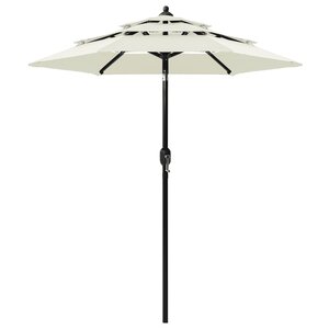 vidaXL Parasol à 3 niveaux avec mât en aluminium Sable 2 m