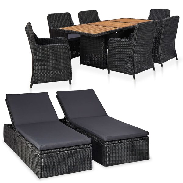 vidaXL Ensemble à manger d'extérieur 9 Pièces Résine tressée Noir