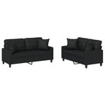 vidaXL Ensemble de canapés 2 Pièces avec coussins noir similicuir
