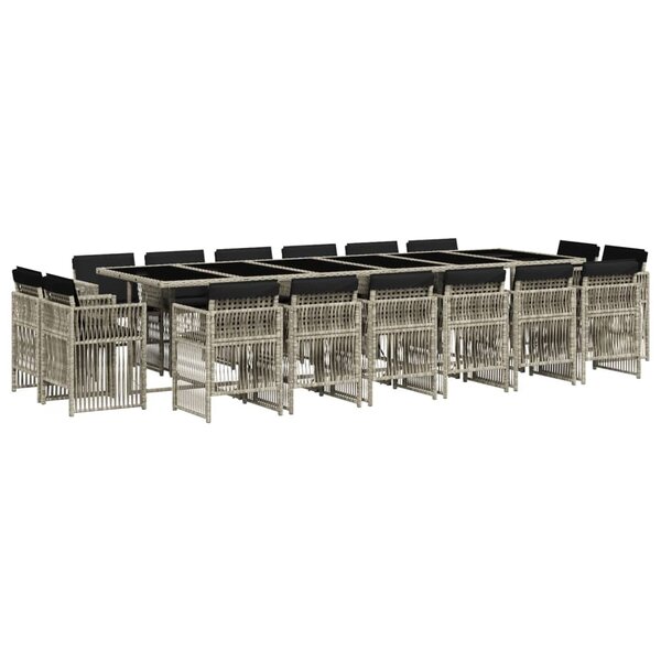 vidaXL Ensemble à manger de jardin et coussins 17 Pièces gris clair rotin