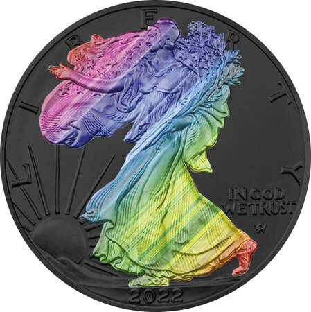 Pièce de monnaie en argent 1 dollar g 31.1 (1 oz) millésime 2022 rainbow space american eagle