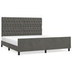 vidaXL Cadre de lit avec tête de lit Gris foncé 180x200 cm Velours