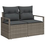 Ensemble de canapé de jardin de 4 pièces avec coussins en poly rotin noir