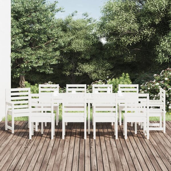 vidaXL Ensemble à dîner de jardin 11 Pièces blanc bois massif de pin