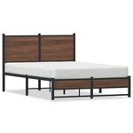 vidaXL Cadre de lit en métal avec tête de lit chêne marron 120x200 cm