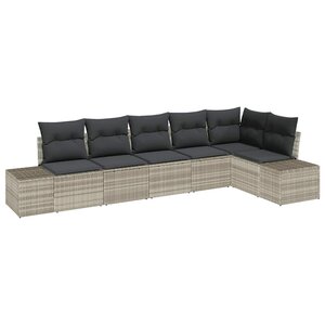 vidaXL Ensemble de canapé de jardin 6 Pièces Gris clair polyrotin
