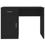 Bureau table poste de travail meuble d'ordinateur informatique étude avec tiroir et armoire 100 x 40 x 73 cm bois ingénierie noir 02_0023454
