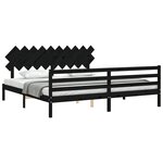 vidaXL Cadre de lit avec tête de lit noir 200x200 cm bois massif