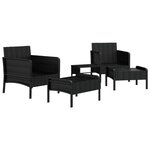 vidaXL Salon de jardin 5 Pièces avec coussins Noir Résine tressée
