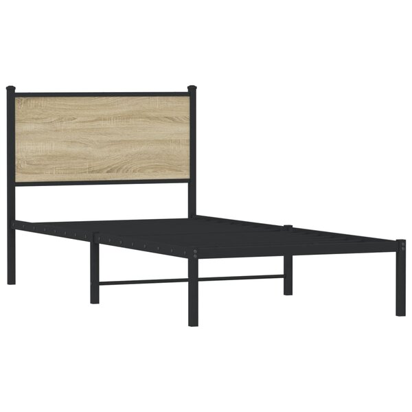 vidaXL Cadre de lit en métal sans matelas chêne sonoma 90x200 cm