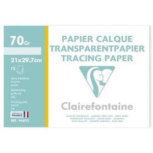 CLAIREFONTAINE - Papier calque - 21 x 29,7 - 12 feuilles - 70/75G