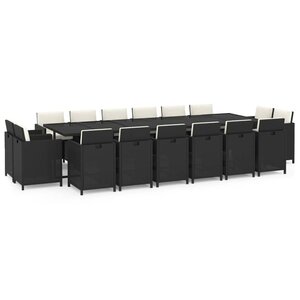 vidaXL Ensemble à manger de jardin coussins 17 Pièces Résine tressée Noir