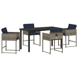 vidaXL Ensemble de salle à manger pour jardin 5 Pièces Gris polyrotin