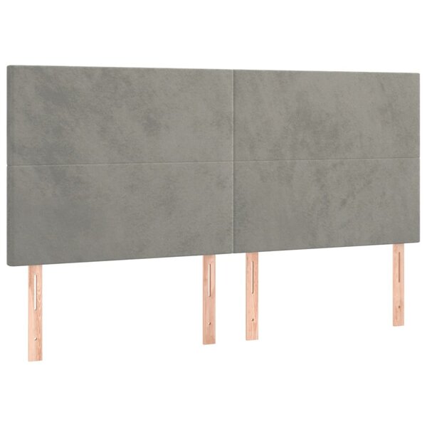 vidaXL Têtes de lit 4 Pièces Gris clair 90x5x78/88 cm Velours
