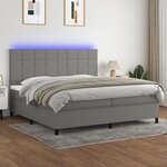 vidaXL Sommier à lattes de lit et matelas et LED Gris foncé 200x200 cm