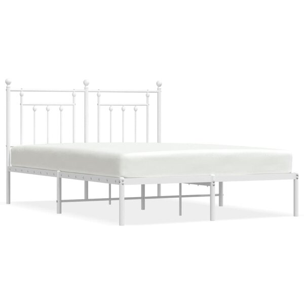 vidaXL Cadre de lit métal sans matelas et tête de lit blanc 140x200 cm