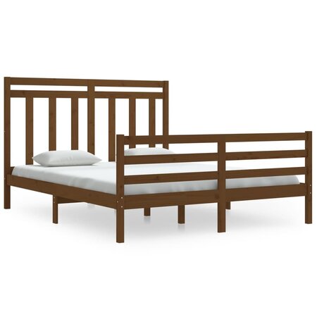 vidaXL Cadre de lit Marron miel Bois massif 160x200 cm