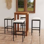vidaXL Ensemble de bar de jardin avec coussins 5 Pièces Noir