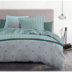 Parure de couette 220 x 240 cm : Housse de couette + 2 taies d'oreiller - 100  Coton - Vert émeraude