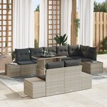 vidaXL Ensemble de canapé de jardin 9 pièces avec coussins gris clair en poly rattan