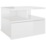 vidaXL Table de chevet flottante Blanc brillant Bois d'ingénierie