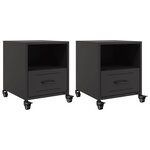 vidaXL Tables de chevet 2 Pièces noir 36x39x43 5 cm acier