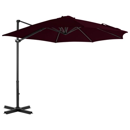 vidaXL Parasol déporté avec mât en aluminium Rouge 300 cm