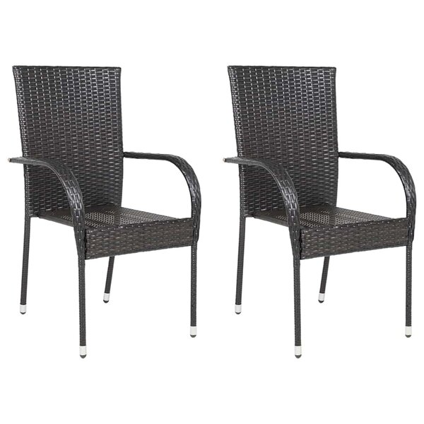 vidaXL Chaises empilables d'extérieur lot de 2 Résine tressée Marron