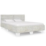 vidaXL Cadre de lit Gris Rotin naturel 140 x 200 cm