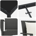 vidaXL Ensemble de dîner jardin 5 pièces avec coussins - Poly Rattan noir