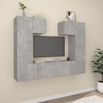vidaXL Ensemble de meubles TV 6 Pièces Gris béton Bois d'ingénierie