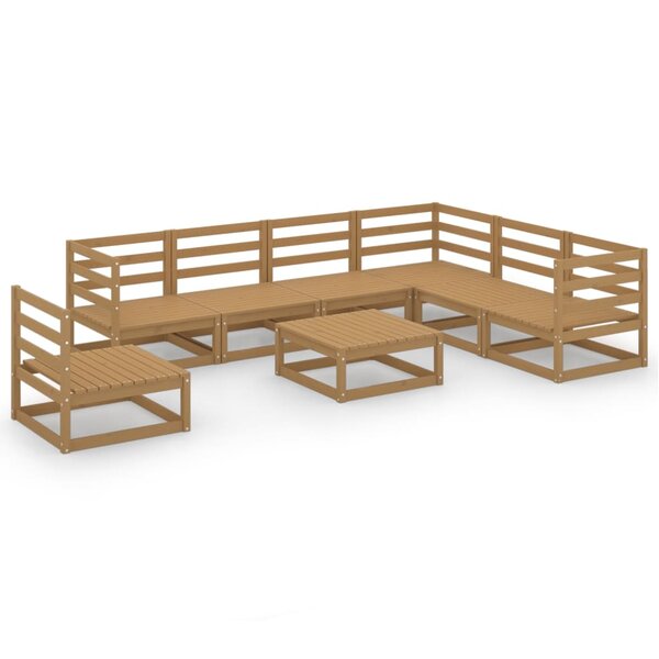 vidaXL Salon de jardin 8 Pièces marron miel bois de pin massif
